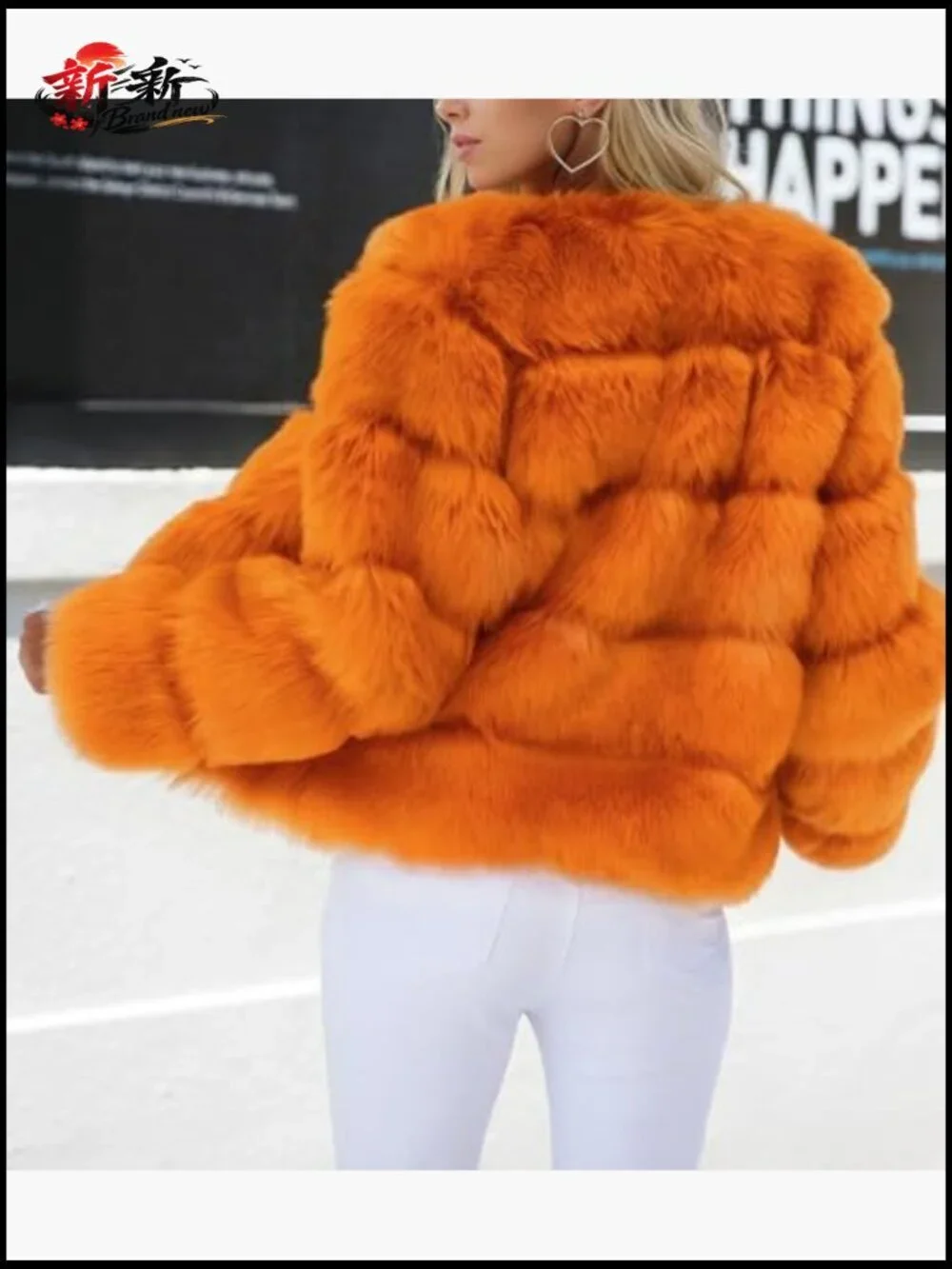 Warm Fluffy Cropped Puffer Jacket Faux Fur Coat Crop Parka Collarless Teddy - Picture 4 of 7